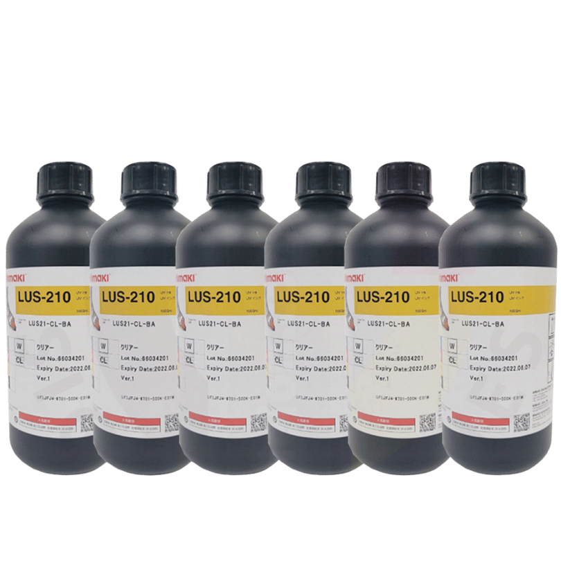 Kit de Tintas UV LUS210 CMYK (4 colores), White y Clear en Botellas de 1 Litro para Mimaki UJV100