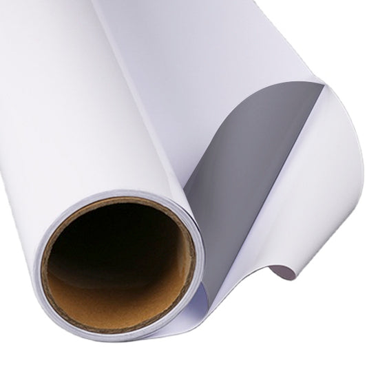 Vinilo Promocional Blanco Brillante con Adhesivo Gris en Rollos de 1.37m y 1.52m x 50m